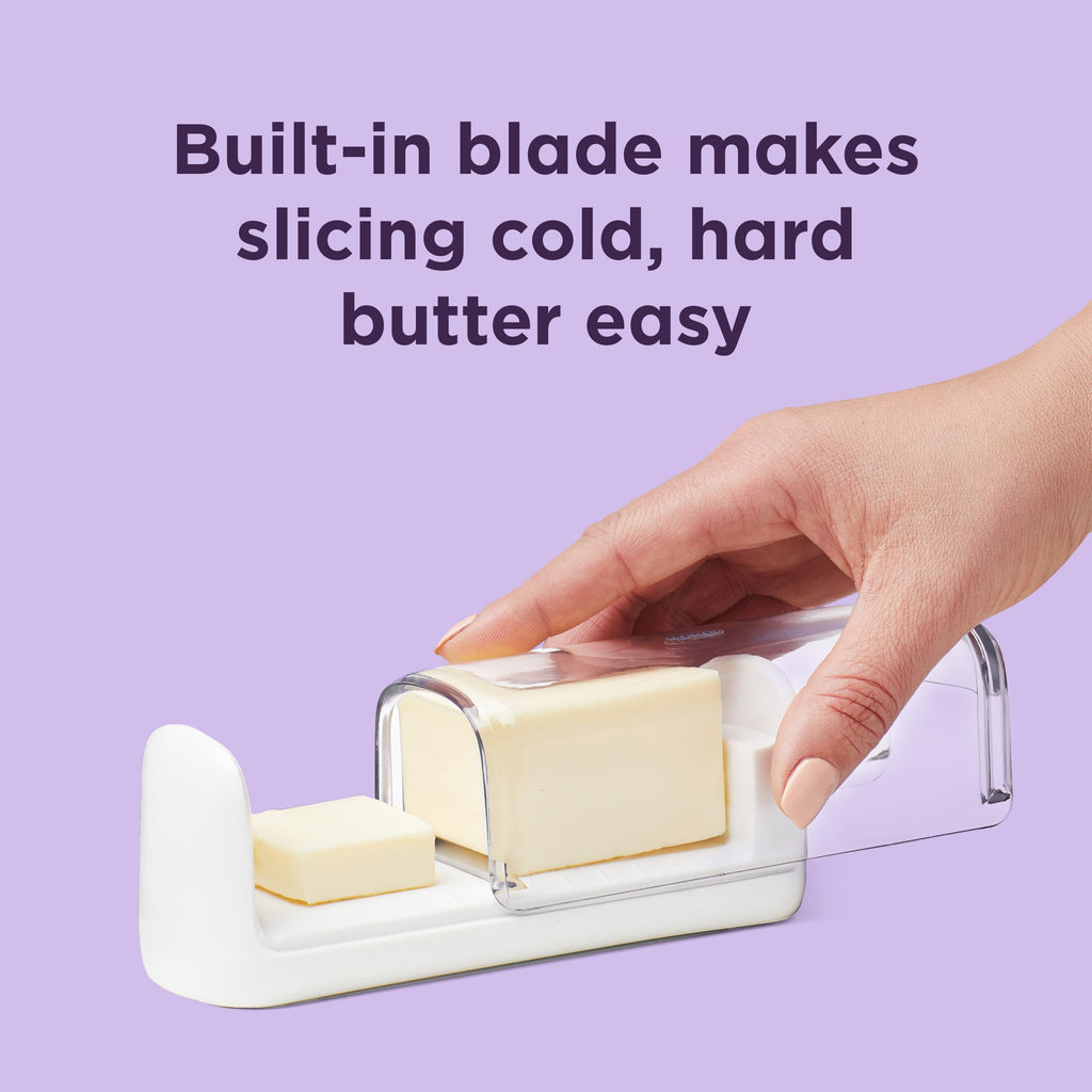Chef’n Slice'n Store Butter Dish with Built-In Slicer Lid – Fits Long & Short Sticks, Measurement Marks Included – Keeps Butter Fresh & Ready to Slice