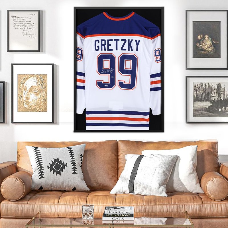 26x37 XL Shadow Box Frame, Jersey Display Case with Grade A Natural Pine Wood Acrylic Front Jersey Frame for Hockey, Soccer, Basketball, Football Uniform Shirts, Black