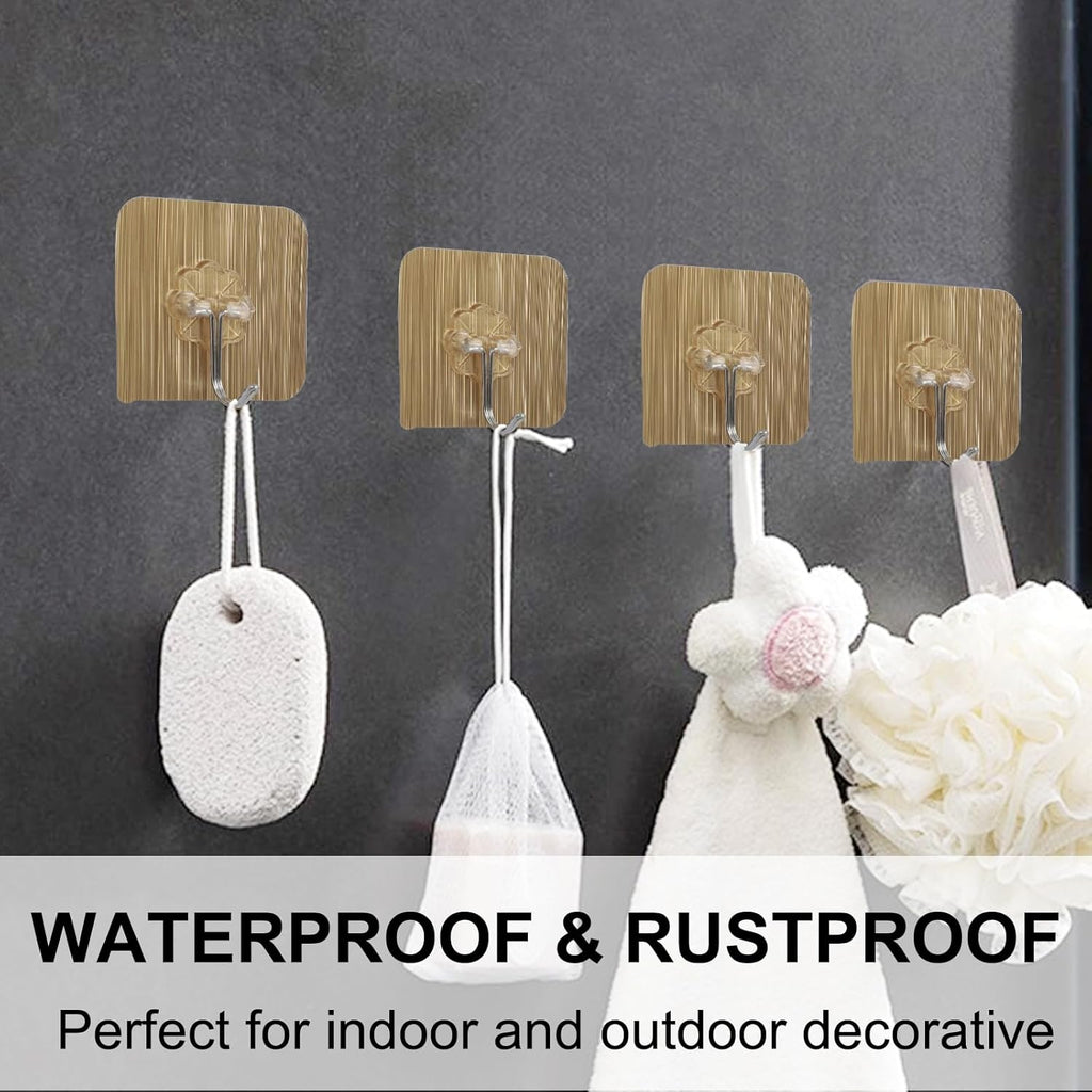 Skiennix Heavy Duty Adhesive Hooks - Waterproof Wall-Mounted Towel & Coat Hooks | 12 Pack, Max Load 15 lb