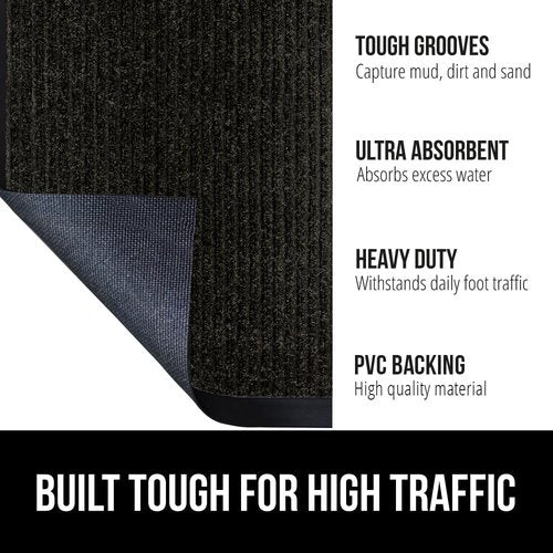 Gorilla Grip Waterproof Traffic Guard Door Mat - Heavy Duty Entryway Rug for Home & Office | 29x17, Black