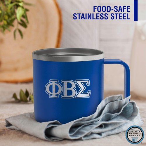 BBGreek Phi Beta Sigma Fraternity Paraphernalia - Official Vendor - 14 oz Insulated Coffee Mug - Greek Letters - Shield