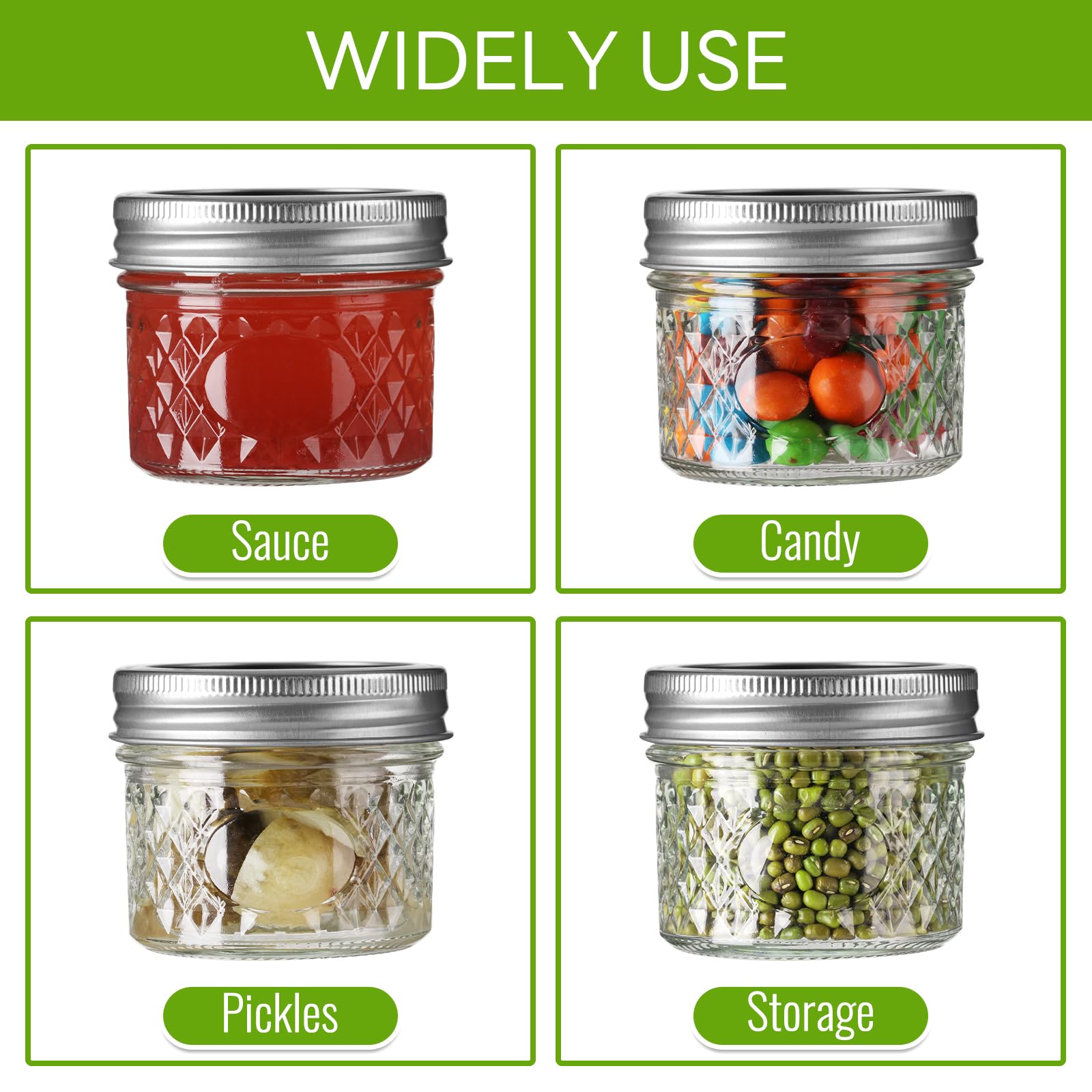 Mcupper 40 Pack Small Mason Jars, 4oz Mini Mason Jars, Canning Jars With Lids and Bands For Dessert, Honey, DIY Candle