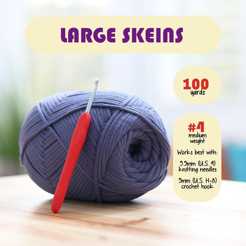 Skiennix Soft Yarn for Crocheting - Easy-to-See Knitting Yarn, 12 x 50g | 1200 Yards Cotton-Nylon Blend