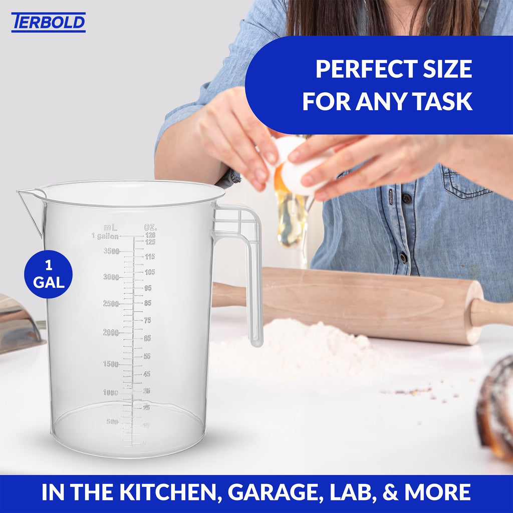 1 Gallon Measuring Pitcher | 3.785 Liter Shatterproof Plastic Large Graduated Mixing Pitchers, 1 Gallon (128 Fl Oz)