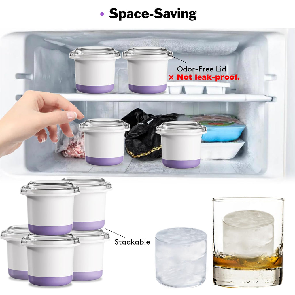 RITOFY Silicone Large Ice Molds for Whiskey - Cylinder Ice Molds Set of 4 Big ice Column Makers with Lids for Cocktails, Bourbon, High Ball, Soda, Baby Food and Drinks for Freezer