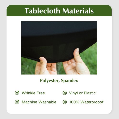 mylacerhome 2 Pack Round Fitted Tablecloth 30 Inch Stretch Spandex Table Cover Black Washable Table Cloth Elastic Table Topper for Indoor and Outdoor