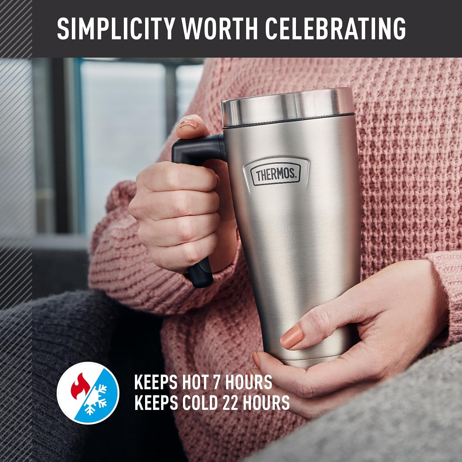 THERMOS Icon Series Stainless Steel Mug - Durable Granite Finish, 16 oz Capacity