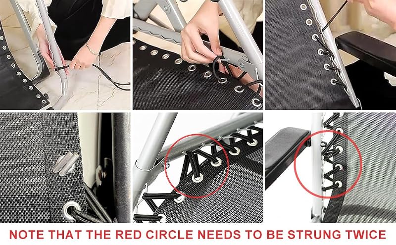 12-Piece Zero Gravity Chair Replacement Cord Kit, Elastic Nylon Repair Set
