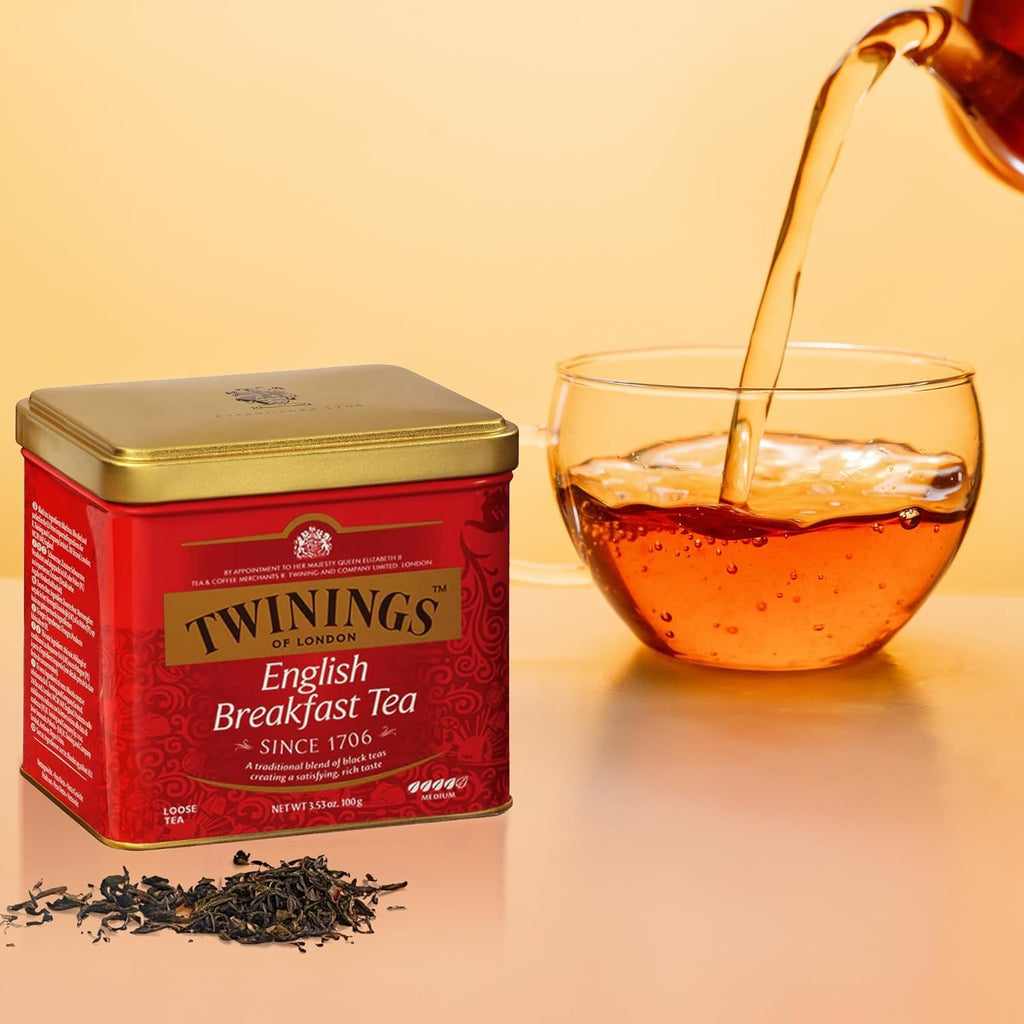 Twinings English Breakfast Loose Tea - Smooth, Robust Black Tea Leaves | 3.53 Ounce Tin