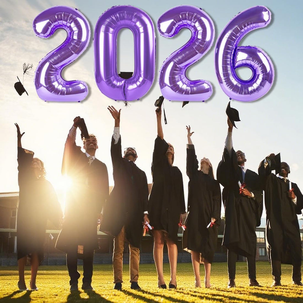 Purple 2026 Number Balloons - 40 Inch New Year's Eve Party Decorations | Graduation & Birthday Supplies