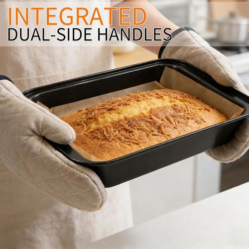 3 Pack Rectangular Cake Pan Set - Non-Stick Carbon Steel Baking Pans | 13 x 9 Inch for Lasagna, Brownies & More