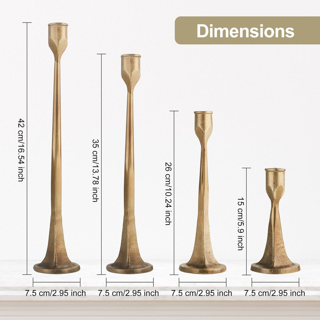 Iron Taper Candle Holder - Set of 4 Decorative Candle Stand - Candlestick Holder Set for Wedding, Dinning, Party