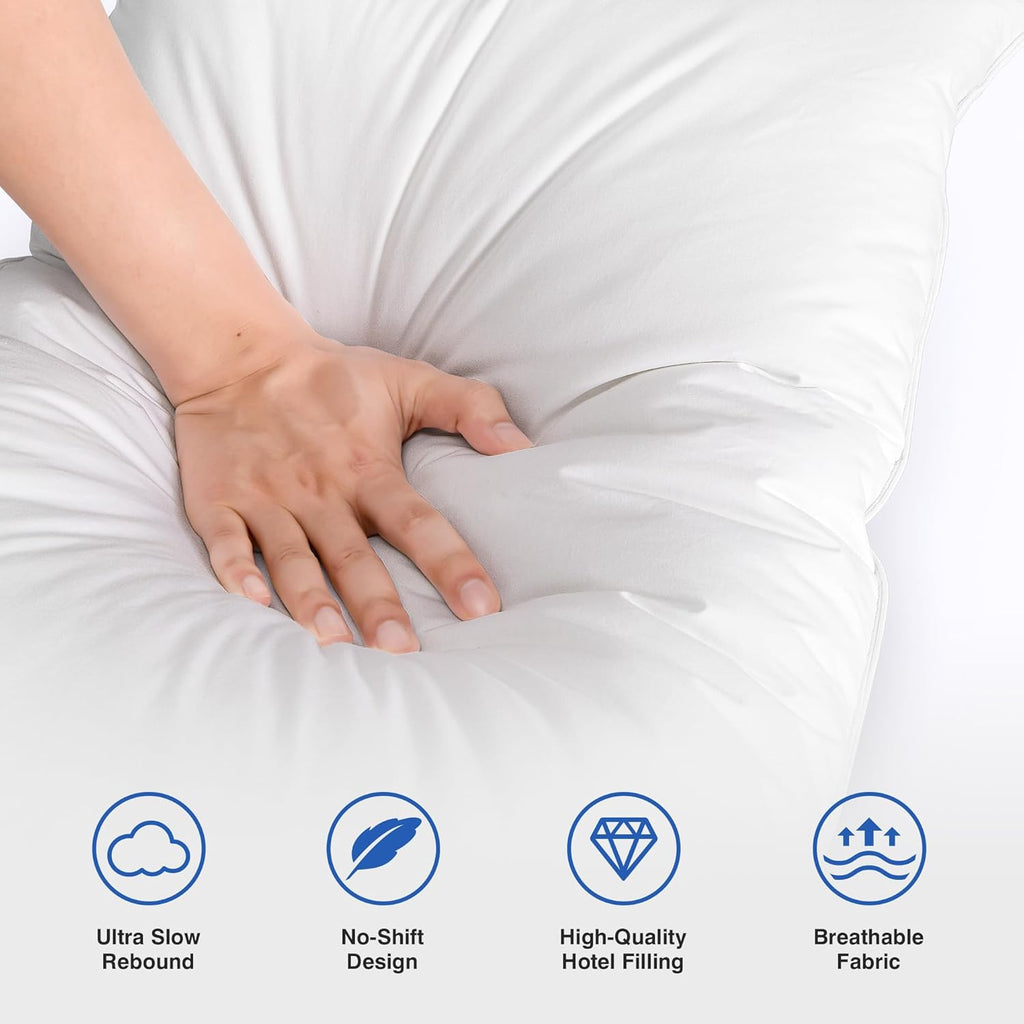 Skiennix Feather Pillows Set of 2 | Queen Size Goose Down Hotel Bed Pillows - Soft 600 Thread Count Cotton Cover, Fluffy Support for All Sleepers