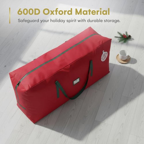HOLIDAY SPIRIT Christmas Tree Storage Bag - Heavy Duty Waterproof 600D Oxford Canvas for 9 Ft Trees, Red