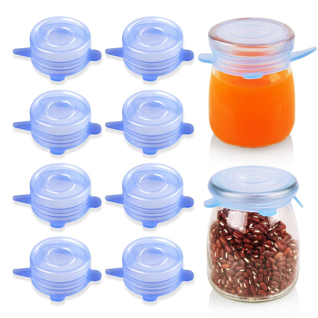 Extra Small Silicone Stretch Lids 2 Inch Reusable Silicone Jar Cover lids to Fit 2 Inch to 2.4 Inch Blue 8 pcs