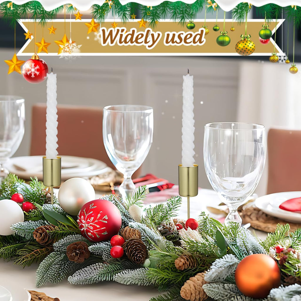 Veemoon Gold Candle Holders - 5PCS Iron Taper Insert Cups for Advent Wreath & Floral Centerpieces