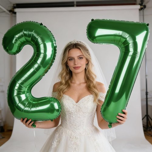 Happy 27 Birthday Decoration - Dark Green Foil Number 27 Balloon for Men & Women | Large Size