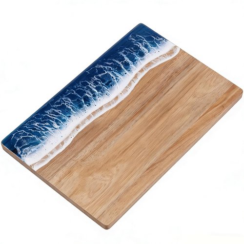 gzcmxh Resin Cutting Board, Handmade Charcuterie Board with Wave Pattern for Kitchen, Cheese, Meat, Vegetable, Steak (blue wave)