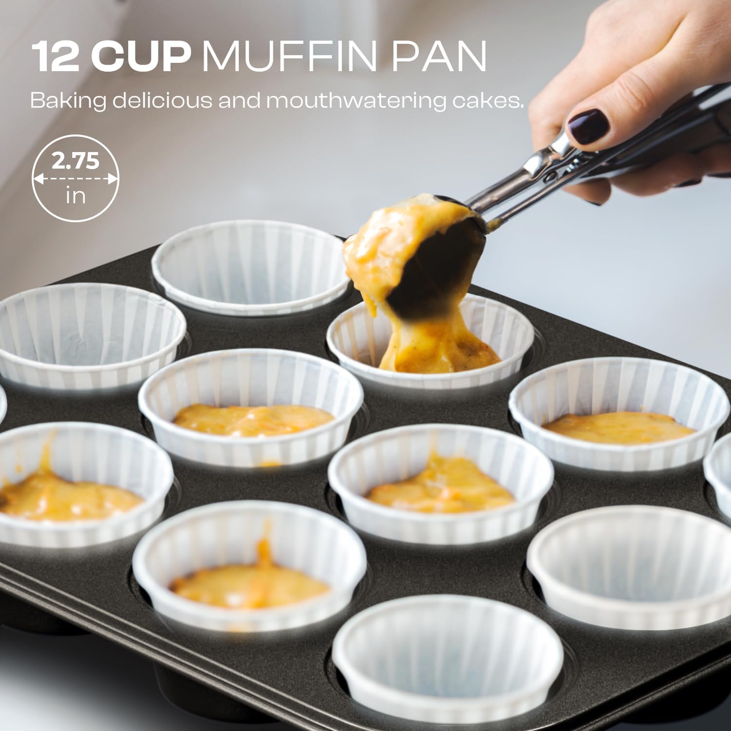 Skiennix Nonstick Baking Pans Set - 8-Piece Stackable Bakeware Set | Non-Toxic Oven Pans in Black