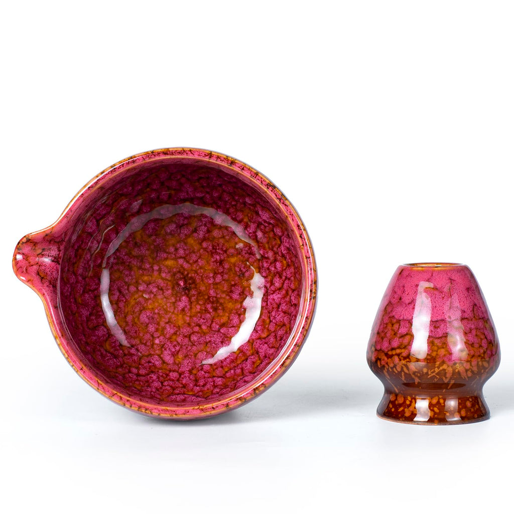 QDDTRAHCCLJZ Japanese ceramic matcha bowl. 20 ounce ceramic bowl. Matcha tea bowl. A gift for matcha enthusiasts (red)