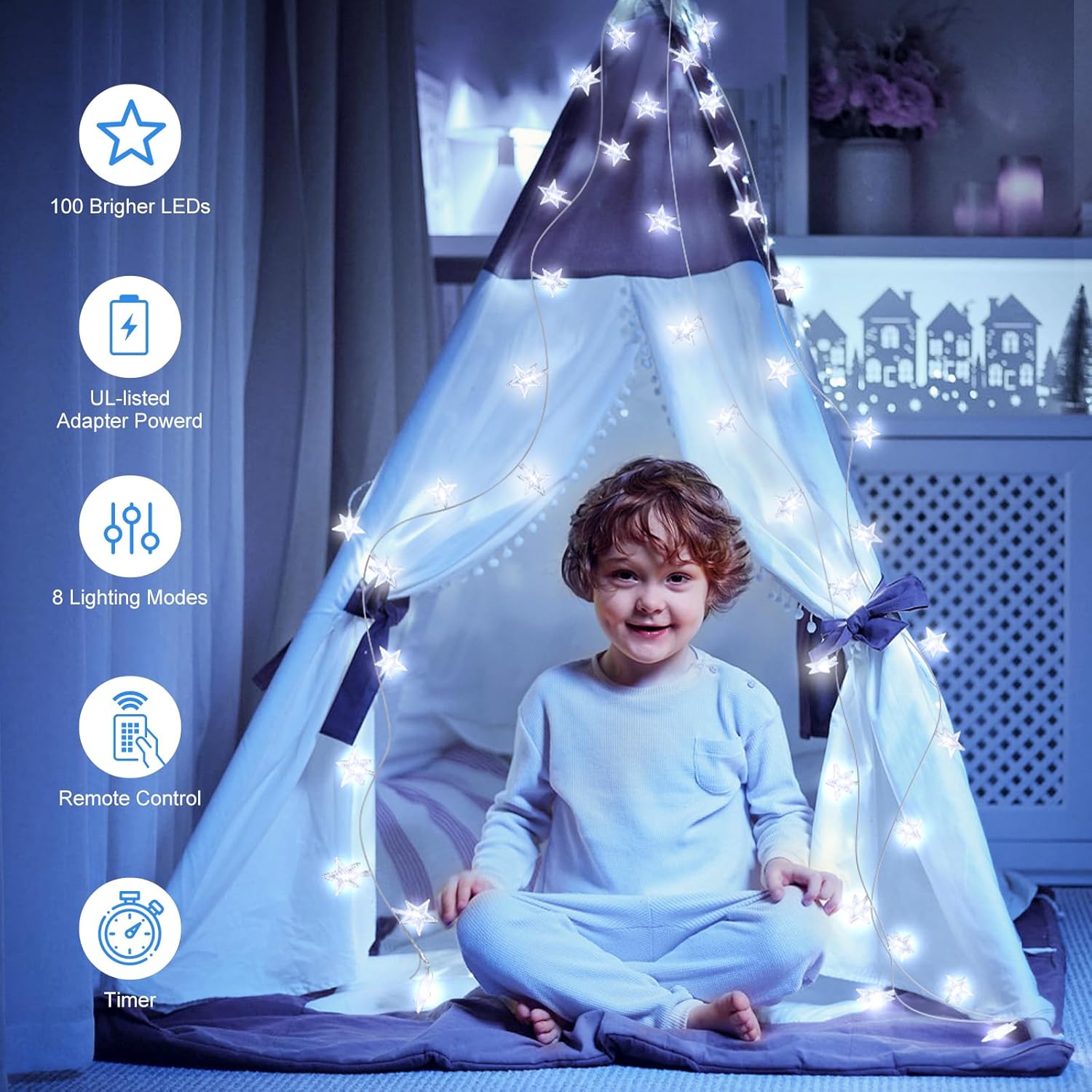 Star String Lights - 33 ft 100 LED Waterproof Fairy Lights with Remote & Timer | Perfect for Bedroom, Patio, and Parties