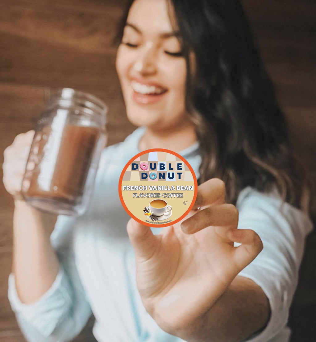 Double Donut Coffee French Vanilla Flavored Coffee Pods, Medium Roast Coffee, Compatible with Keurig K Cups Brewers, 20 Count