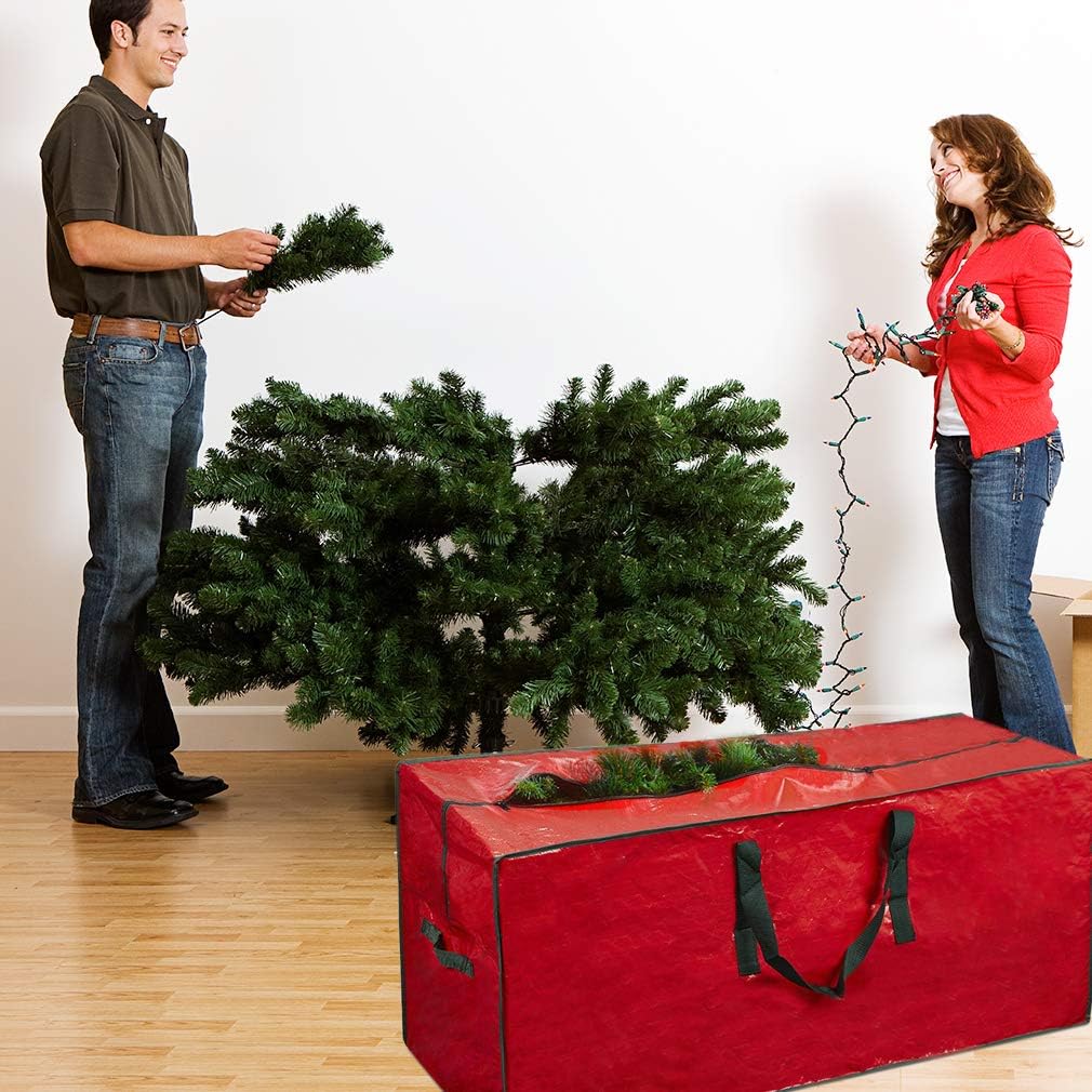 ProPik Christmas Tree Storage Bag - Fits Up to 7 Ft Tall Disassembled Tree | 45" x 15" x 20" Red Holiday Storage Case with Handles & Zipper