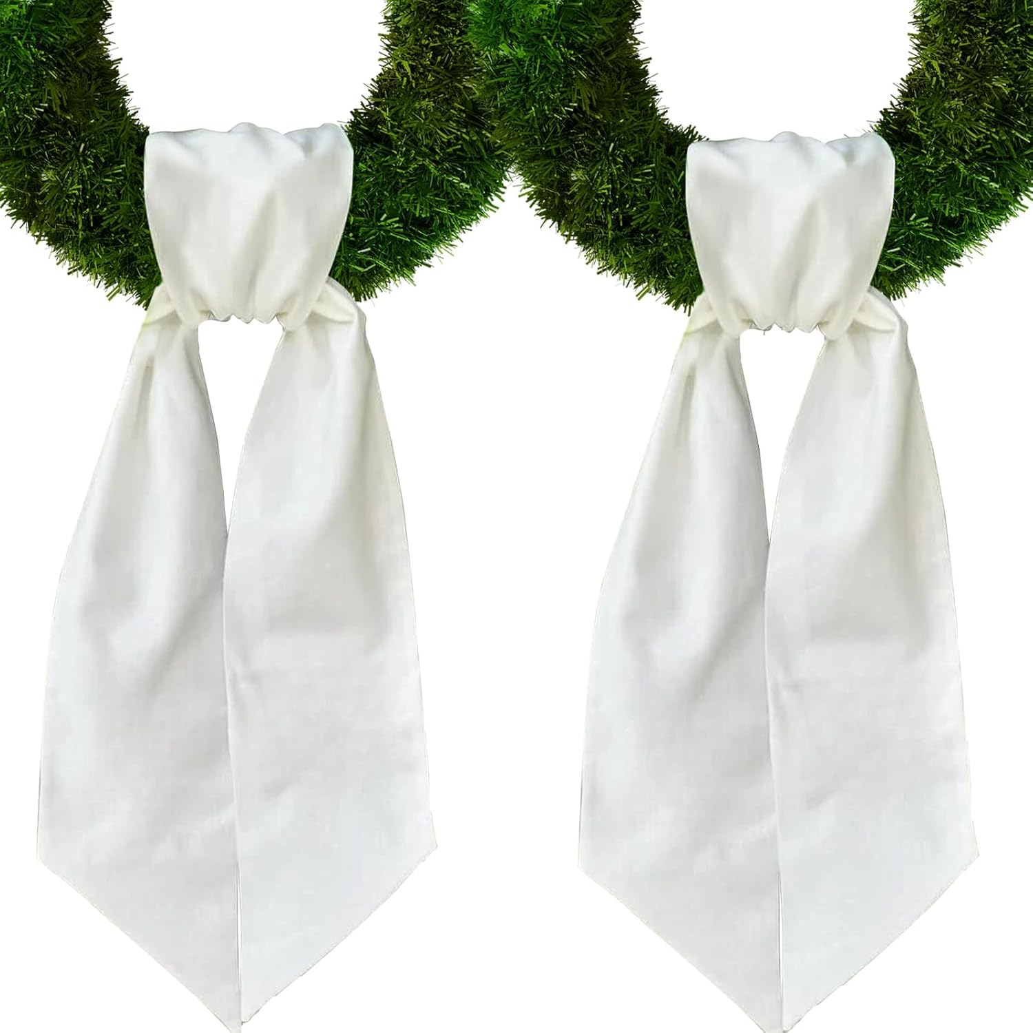 Skiennix Christmas Wreath Sash - White Burlap Decor for Front Door | Holiday & Wedding Accessory