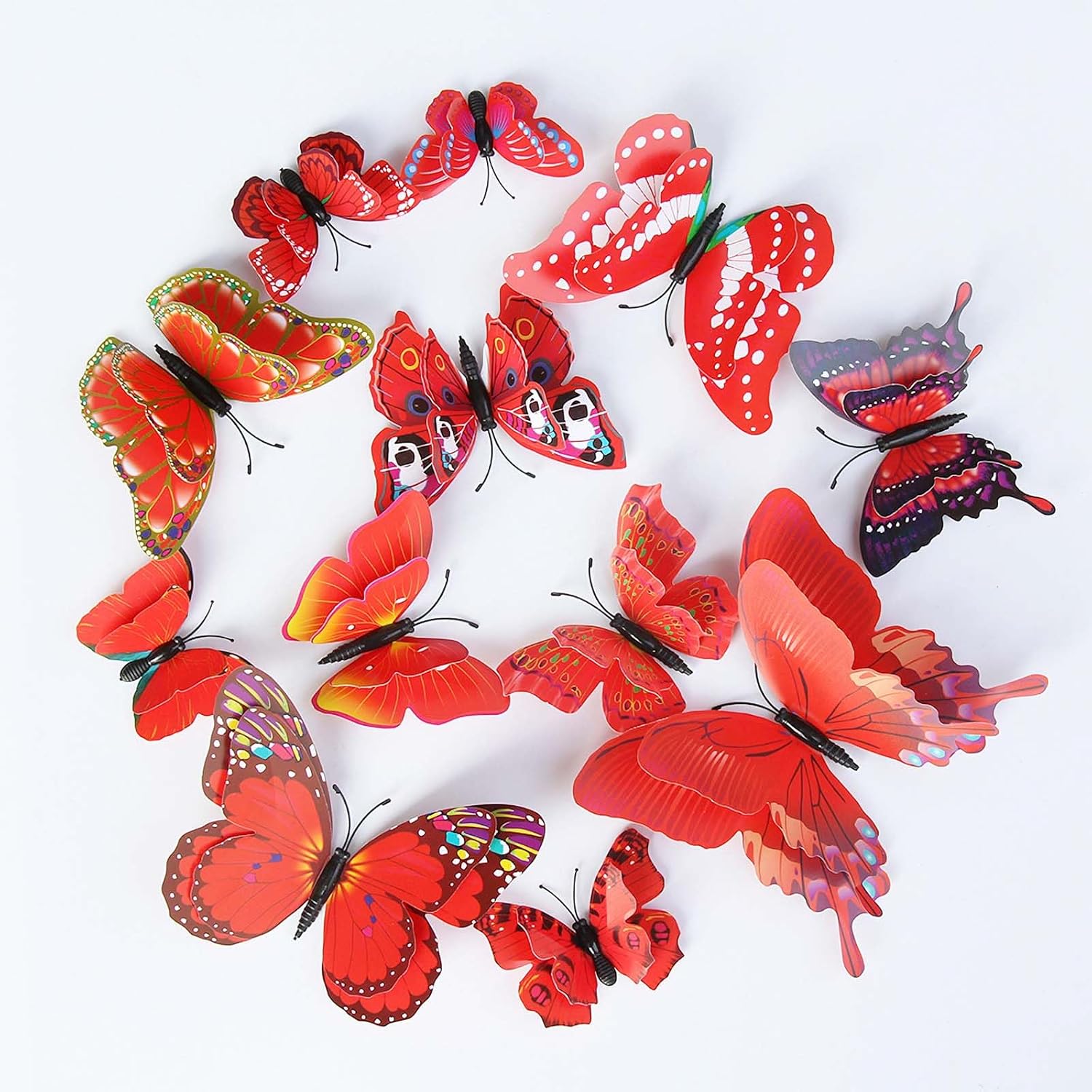 OPSEAM 3D Butterfly Wall Decor - 72 PCS Magnetic Stickers for Party Decorations | Red