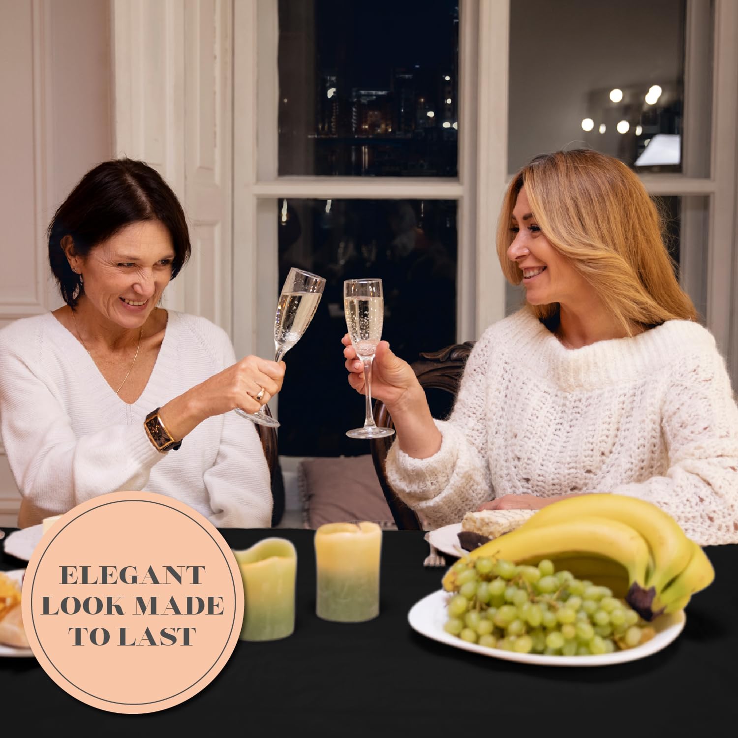 Classic Black Tablecloth 90x156 - Black Table Clothes for 8 Foot Rectangle Tables, 200 GSM Stain and Wrinkle Resistant Washable Fabric [2 Pack]