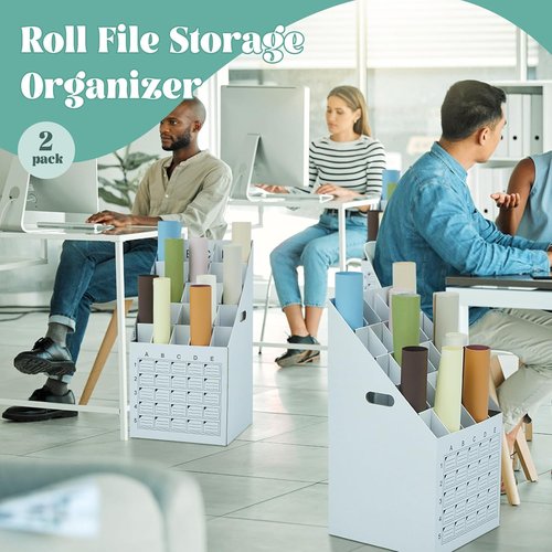 Menkxi Roll File Holder - 25 Slot Vertical Blueprint Storage Organizer | Corrugated Cardboard Design