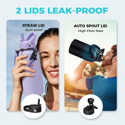 Large Insulated Water Bottles 1 Gallon - Water Jug with Strap Carrier Bag, Straw & Spout Lid, Paracord Handle, Bottle Boot, Big Metal Water Flask Stainless Steel Canteen, 128oz Insulated Water Bottle
