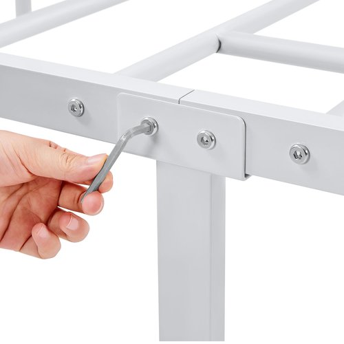 Yaheetech Twin Size Platform Bed Frame with Arrow Design Headboard, 13 Inches Metal Mattress Foundation for Storage, No Box Spring Needed, Easy Assembly, Modern, White