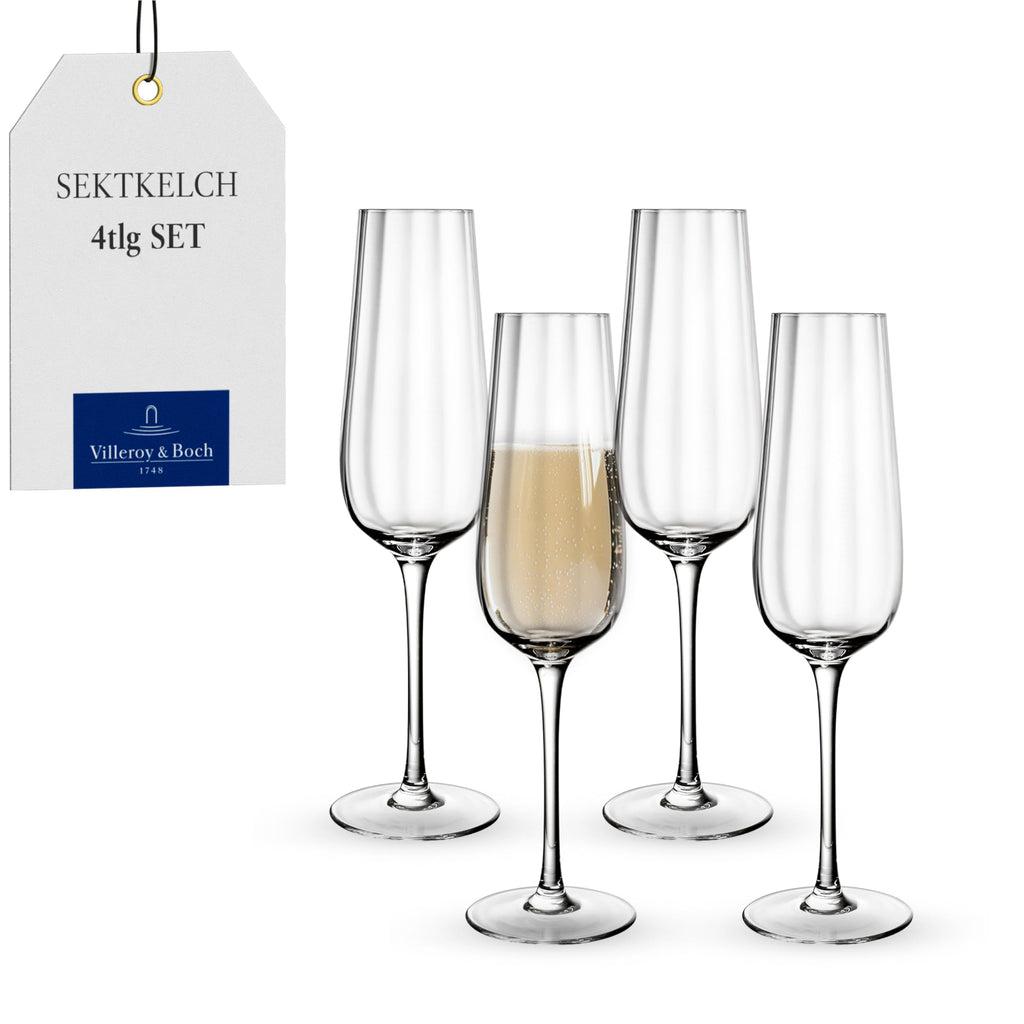 Villeroy & Boch Rose Garden Champagne Flute, Set of 4, 4 oz, Crystal Glass
