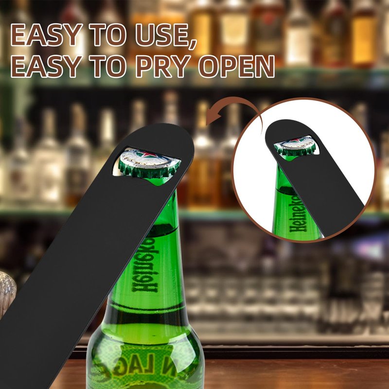 Yugada 100 Pack Flat Beer Bottle Opener 5 inch Stainless Steel Flat Bottle Opener Black Beer Bottle Openers for Bartender Kitchen Bar Restaurant (5 Inch)