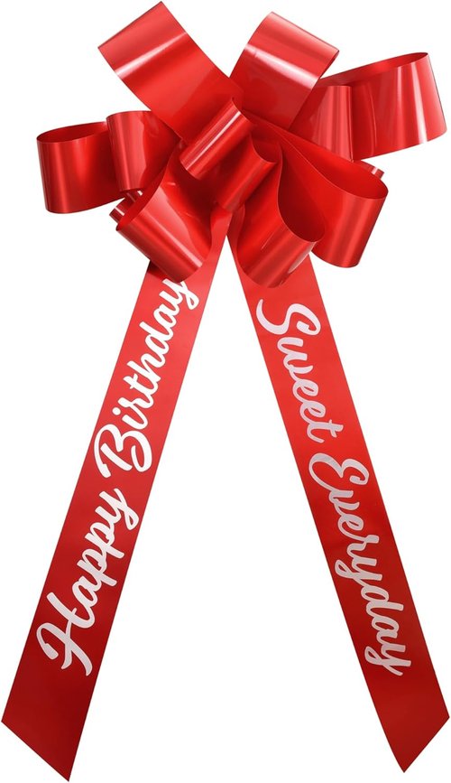 Happy Birthday Car Bow by [Brand Name] - Giant Red Gift Bow for Cars | 36"x63" Size
