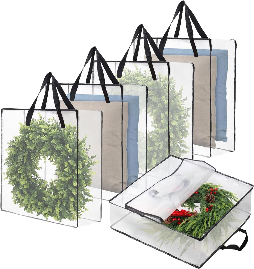 Skiennix Wreath Storage Bag - 5-Pack, 26-Inch 95L Containers for Seasonal Decorations & Bedding