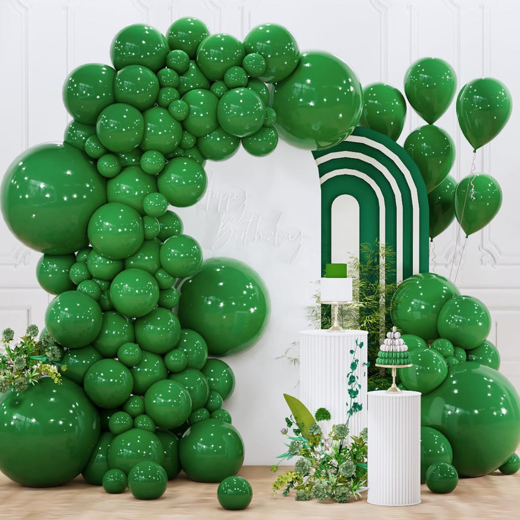 PartyWoo Dark Green Balloons - 120-Piece Emerald Balloon Arch Kit for Birthday & Graduation Decor
