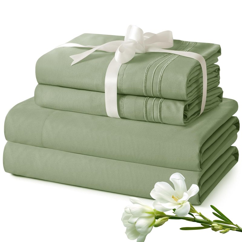 Aormenzy Extra Deep Pocket Cal King Sheets - 4 Piece Silver Grey Bed Sheet Set - Fits Mattress 18-24 Inches Deep - Ultra-Soft Microfiber Extra Deep Sheet Sets for Women, Men, Kids & Teens