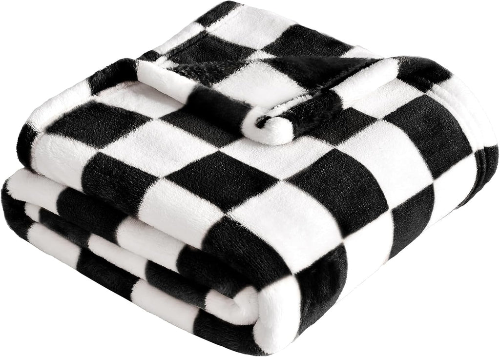 Yurhap Checkered Baby Blanket - Ultra Soft Fleece for Boys & Girls | Cozy 30''x40'' Infant Blanket in Black