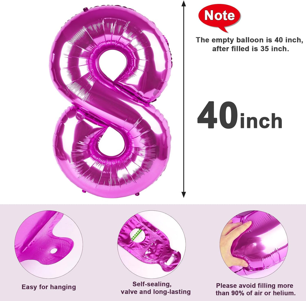 Regine Switzerland 40-Inch Number 8 Balloon - Rose Purple 8th Birthday Party Decorations & Supplies