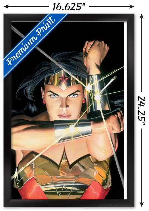 Trends International DC Comics - Wonder Woman - Alex Ross Portrait Wall Poster, 14.725" x 22.375", Black Framed Version