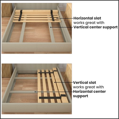 Greaton, 0.68-Inch Horizontal Wooden Bunkie Board/Bed Slats, Full(54"), Beige