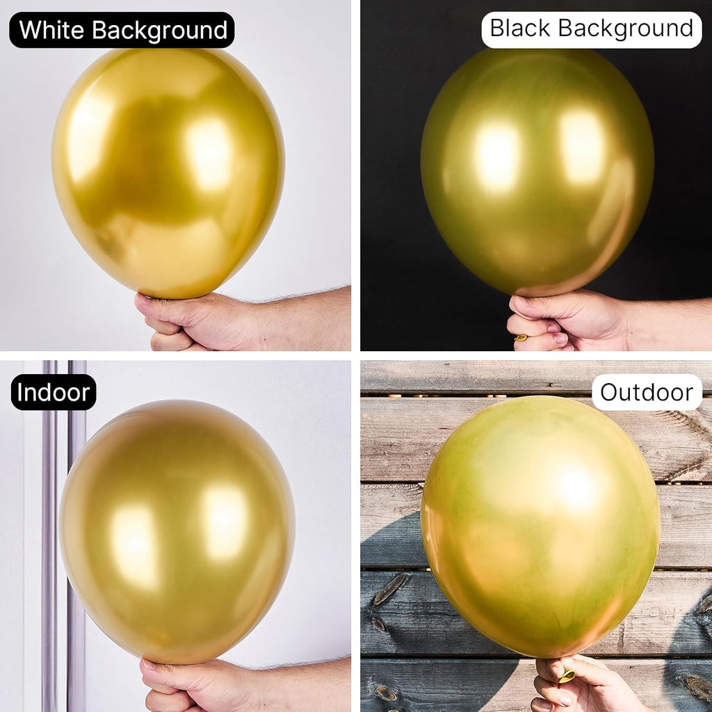 PartyWoo White Balloons - 140 Pcs in 5-18 Inch Sizes & 50 Gold Balloons for Weddings, Showers & Parties