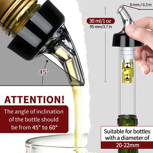 Automatic Measured Bottle Pourer - Quick Shot Spirit Measure Pourer Drinks Wine Cocktail Dispenser Home Bar Tools - 1oz/30ml (24 pack)