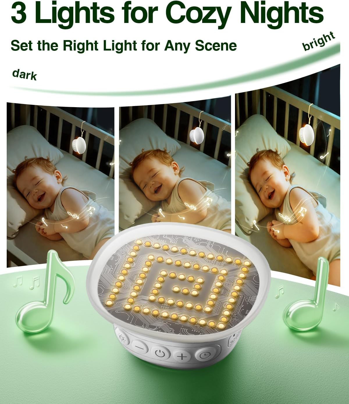 Skiennix Portable White Noise Sound Machine - 20 Soothing Sounds, 48H Battery, Night Light & Timers