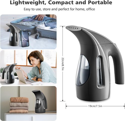 HiLIFE Portable Clothes Steamer - 700W Handheld Design with 240ml Capacity for Quick Wrinkle Removal - Black
