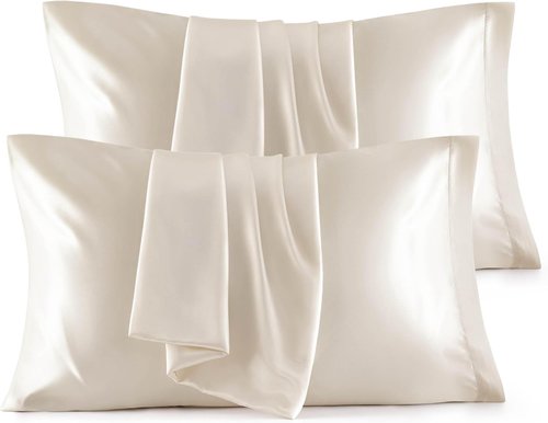 Bedsure Satin Pillowcase - Silky Queen Pillowcases for Hair & Skin | 4-Pack, Beige, 20x30 Inches