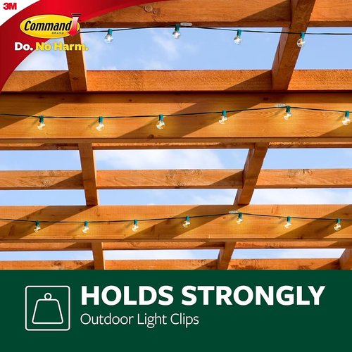 Command Outdoor Light Clips - Clear Foam Strips for Easy Installation | 30 Pack