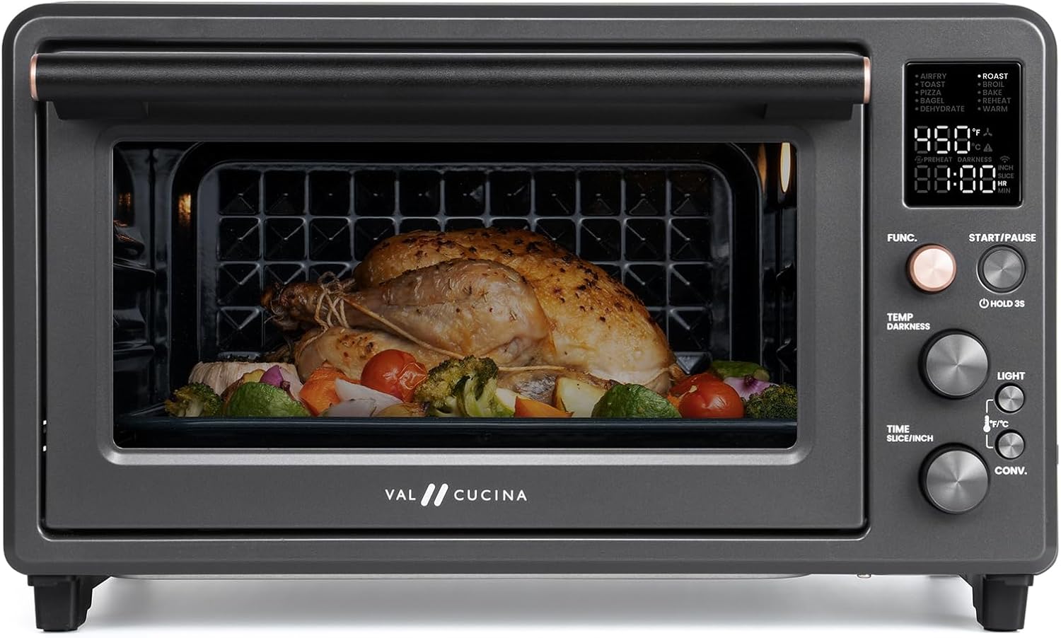 Val Cucina Non-Toxic Air Fryer Toaster Oven Combo - 26.3 QT Convection Oven | Fits 12” Pizza & 6-Slice Toast